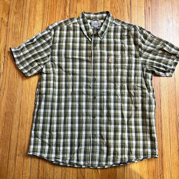 Carhartt Shirt Mens XL Plaid Button Down Relaxed Fit 103005 Green Work - Picture 1 of 7